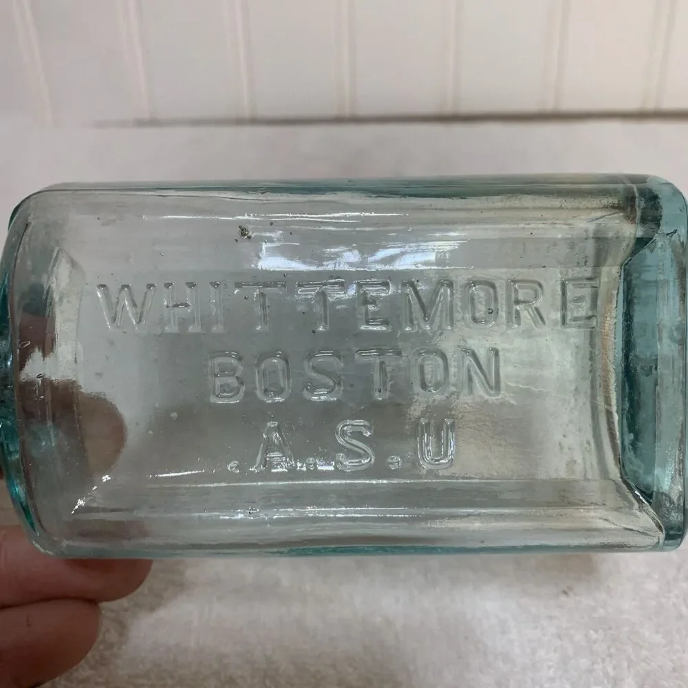 RARE Antique 1890s Whittemore Boston Mass Embossed Bottle 5.5” Backwards USA—ASU